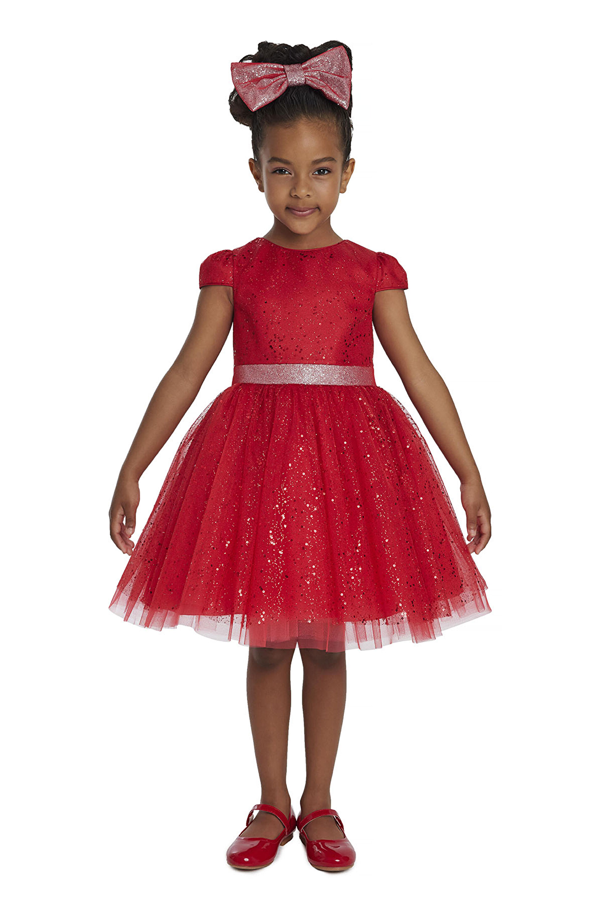 34001 PR  3 7 AGE Ecru Girls Glittery Tulle Dress