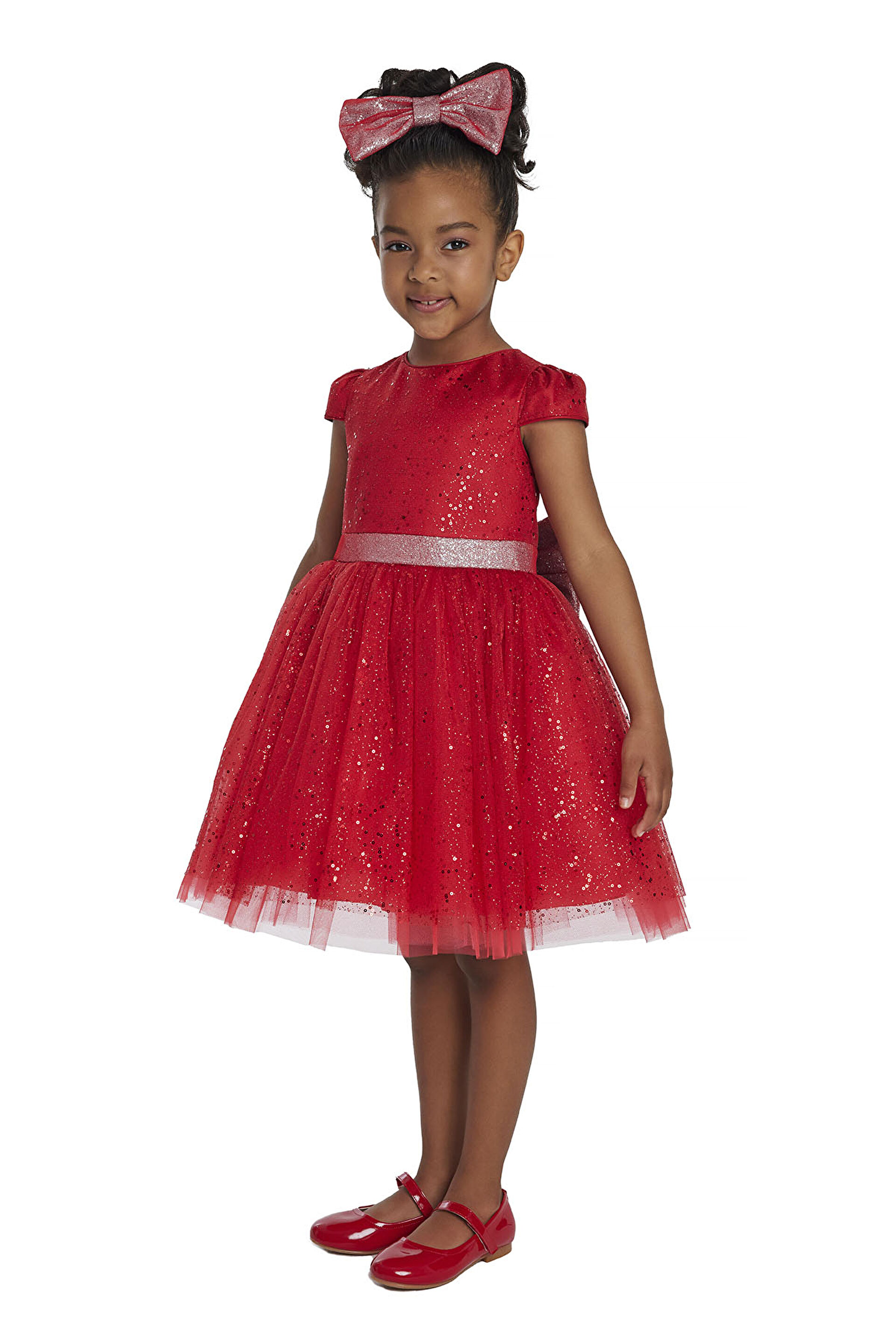 34001 PR  3 7 AGE Ecru Girls Glittery Tulle Dress