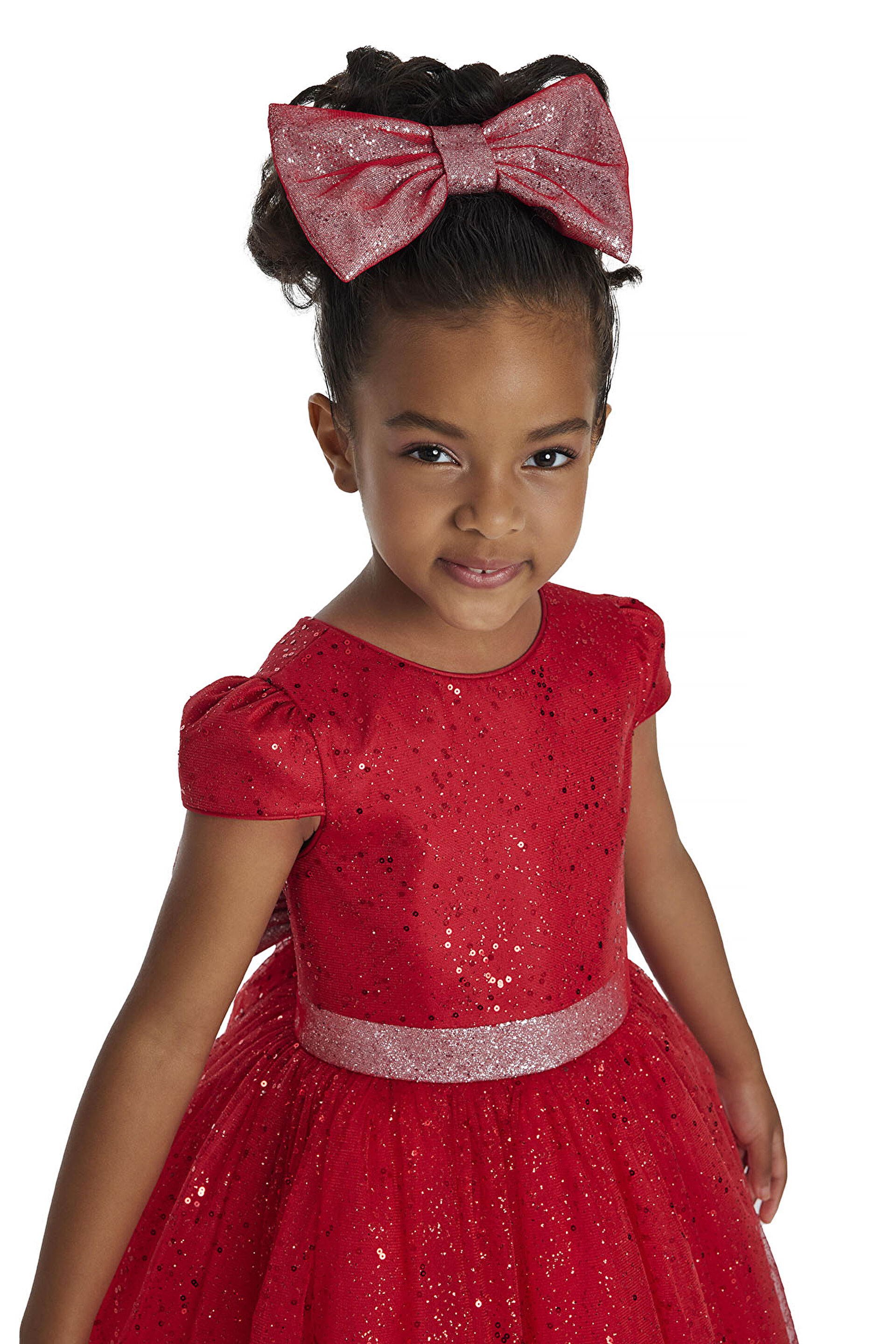 34001 PR  3 7 AGE Ecru Girls Glittery Tulle Dress