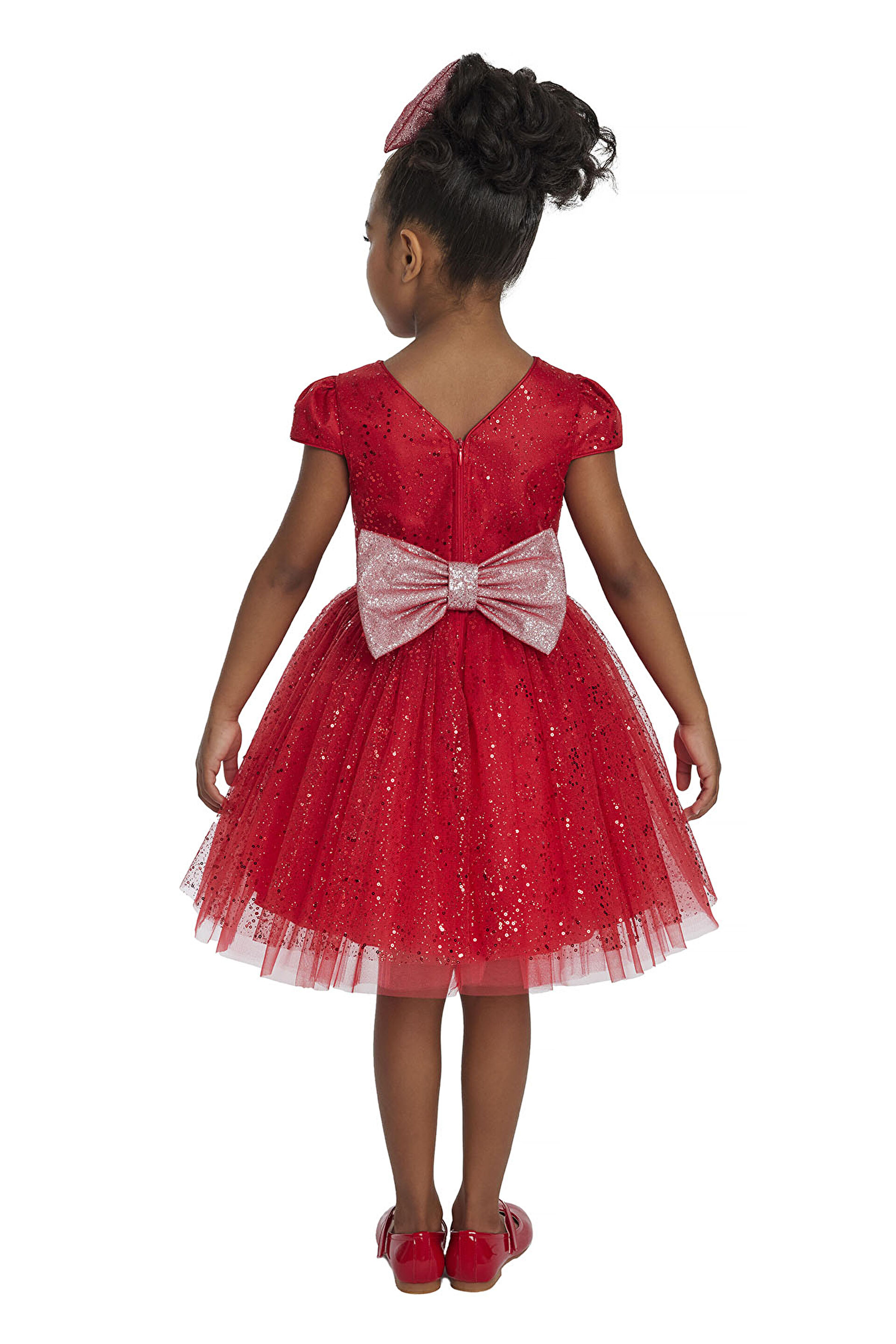 34001 PR  3 7 AGE Ecru Girls Glittery Tulle Dress
