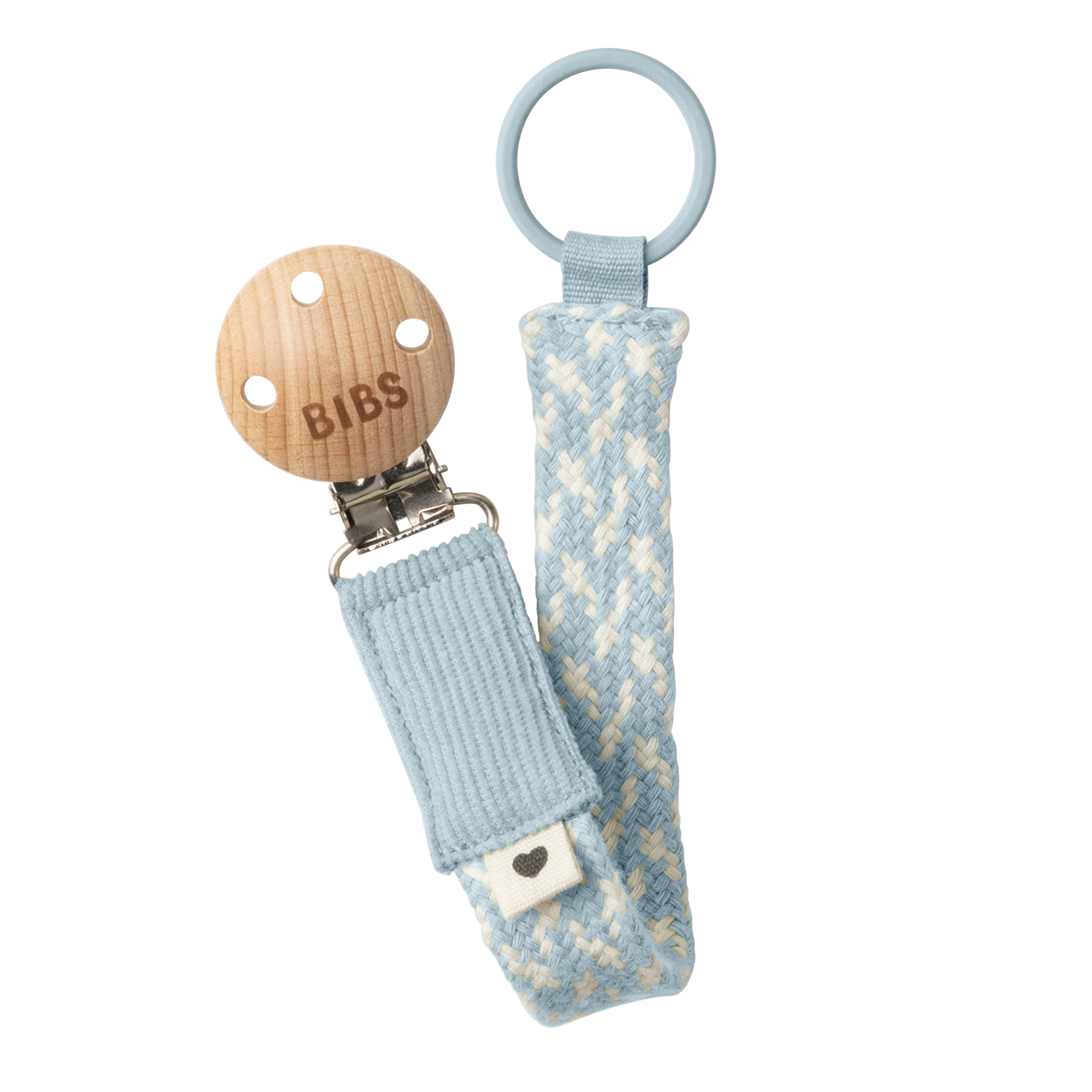 BIBS Paci Braid Baby Blue