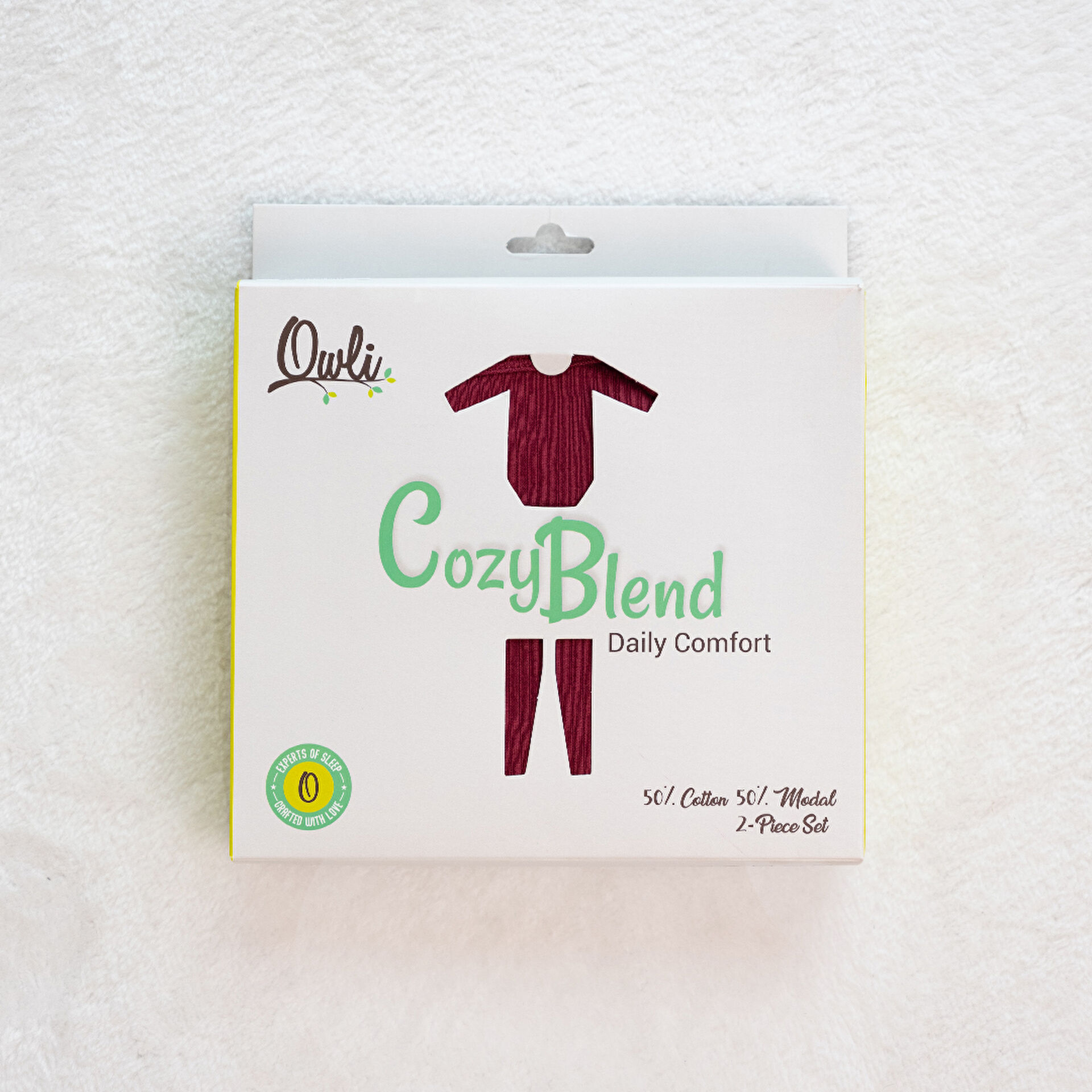 Owli CozyBlend Modal Bebek Takım 6-9 Ay Bordo
