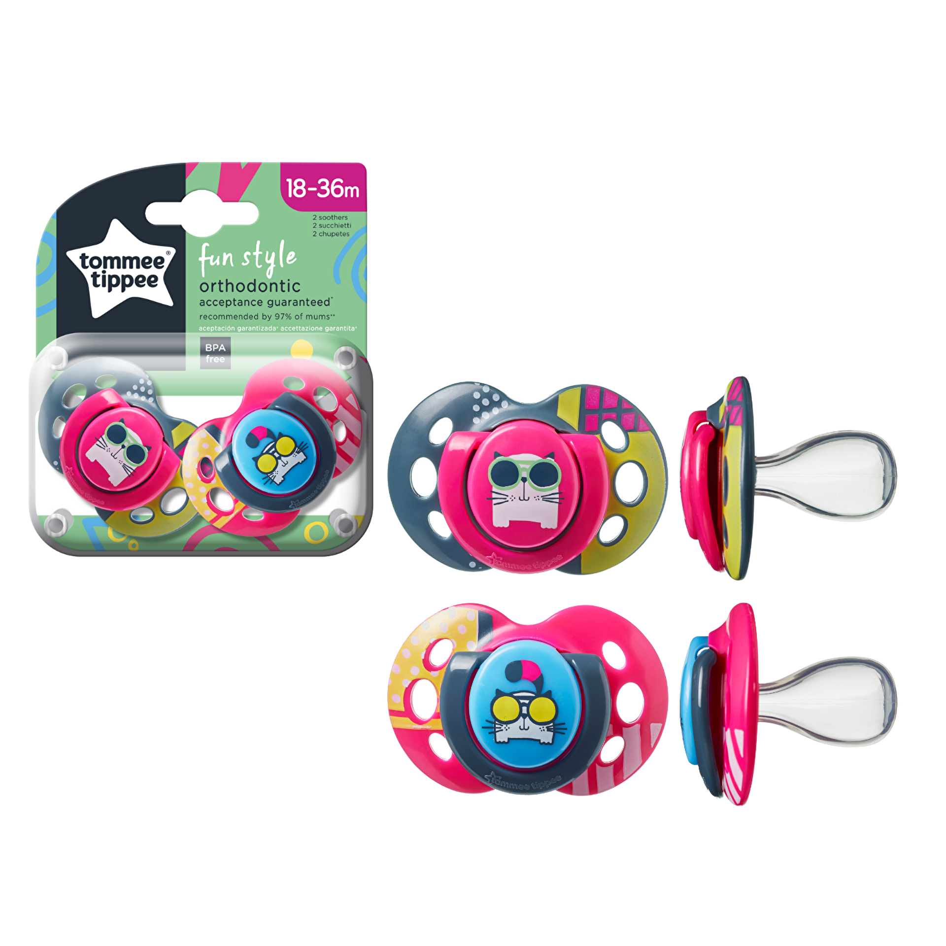Tommee Tippee Fun Emzik 18-36 Ay Kız x2 (Asortili)