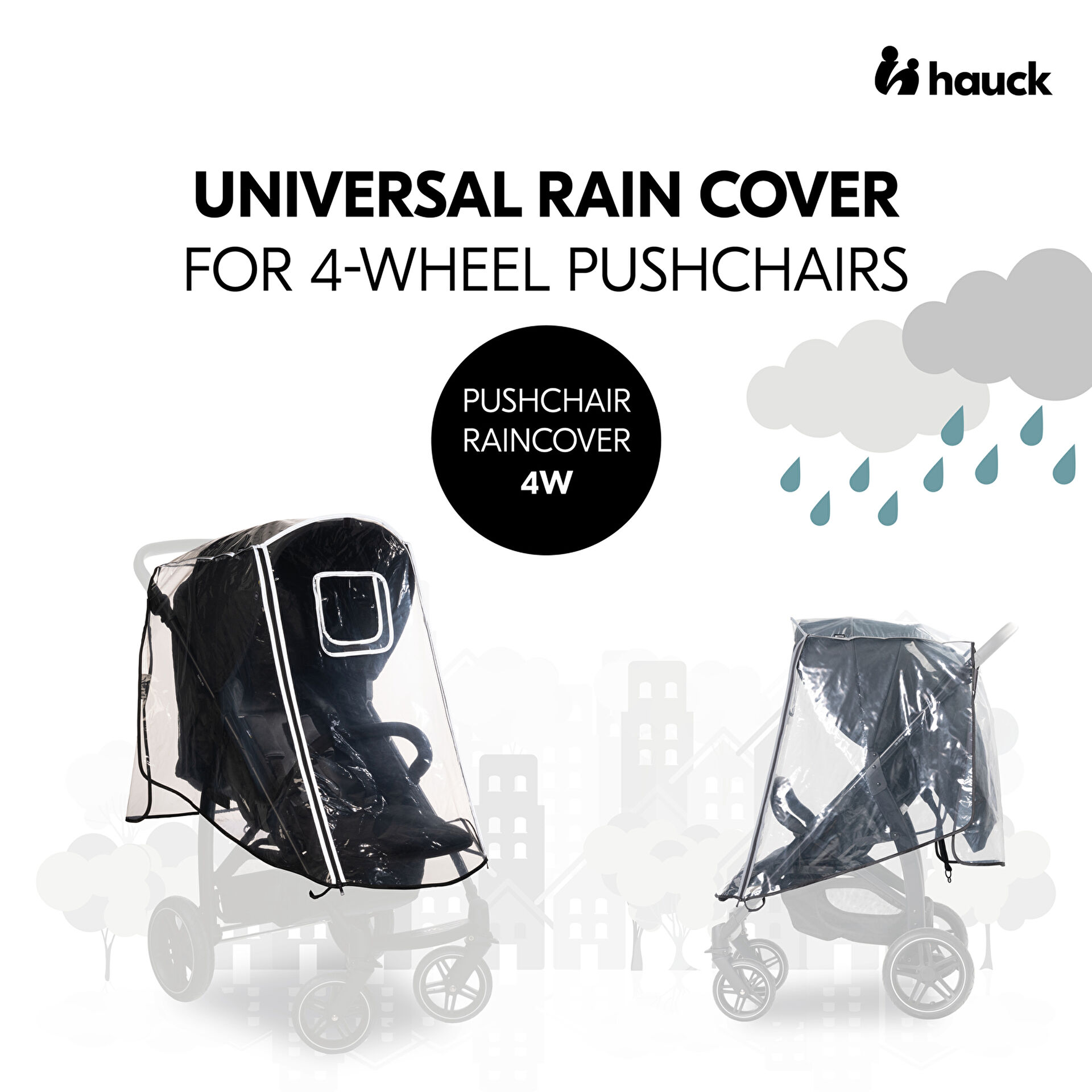 Resim HAUCK Pushchair Raincover 4W Bebek Arabası Yağmurluğu