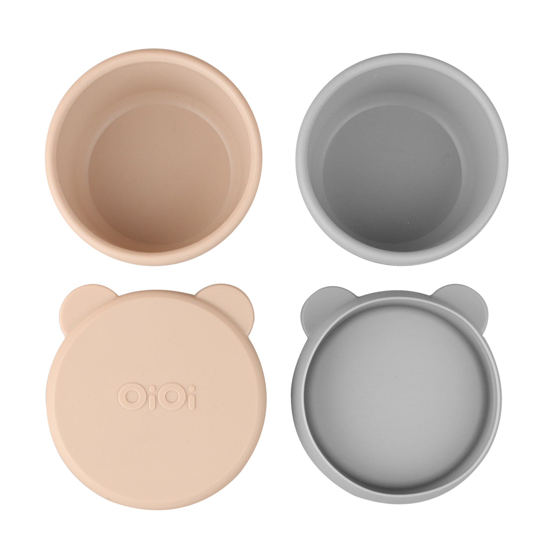 Resim OIOI Silikon Kapaklı Mini Kase 2Li Bubble Beige/Powder Grey