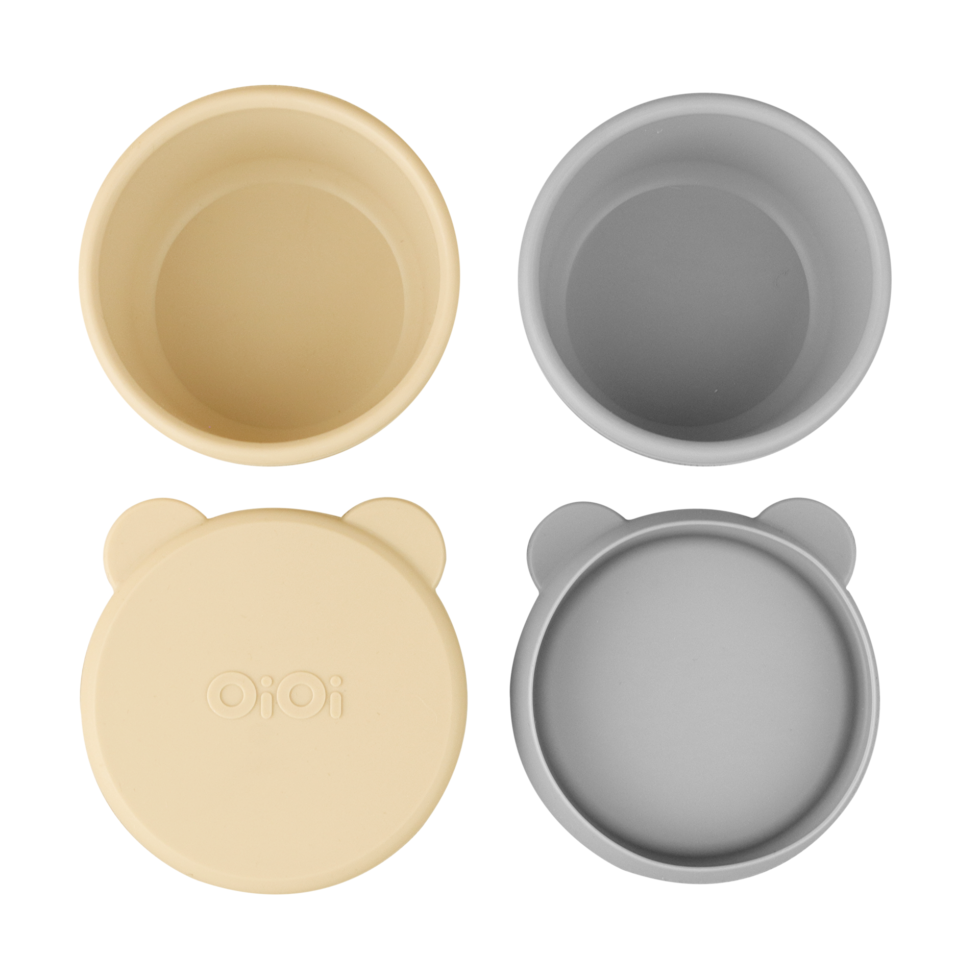 Resim OIOI Silikon Kapaklı Mini Kase 2Li Mellow Yellow/Powder Grey