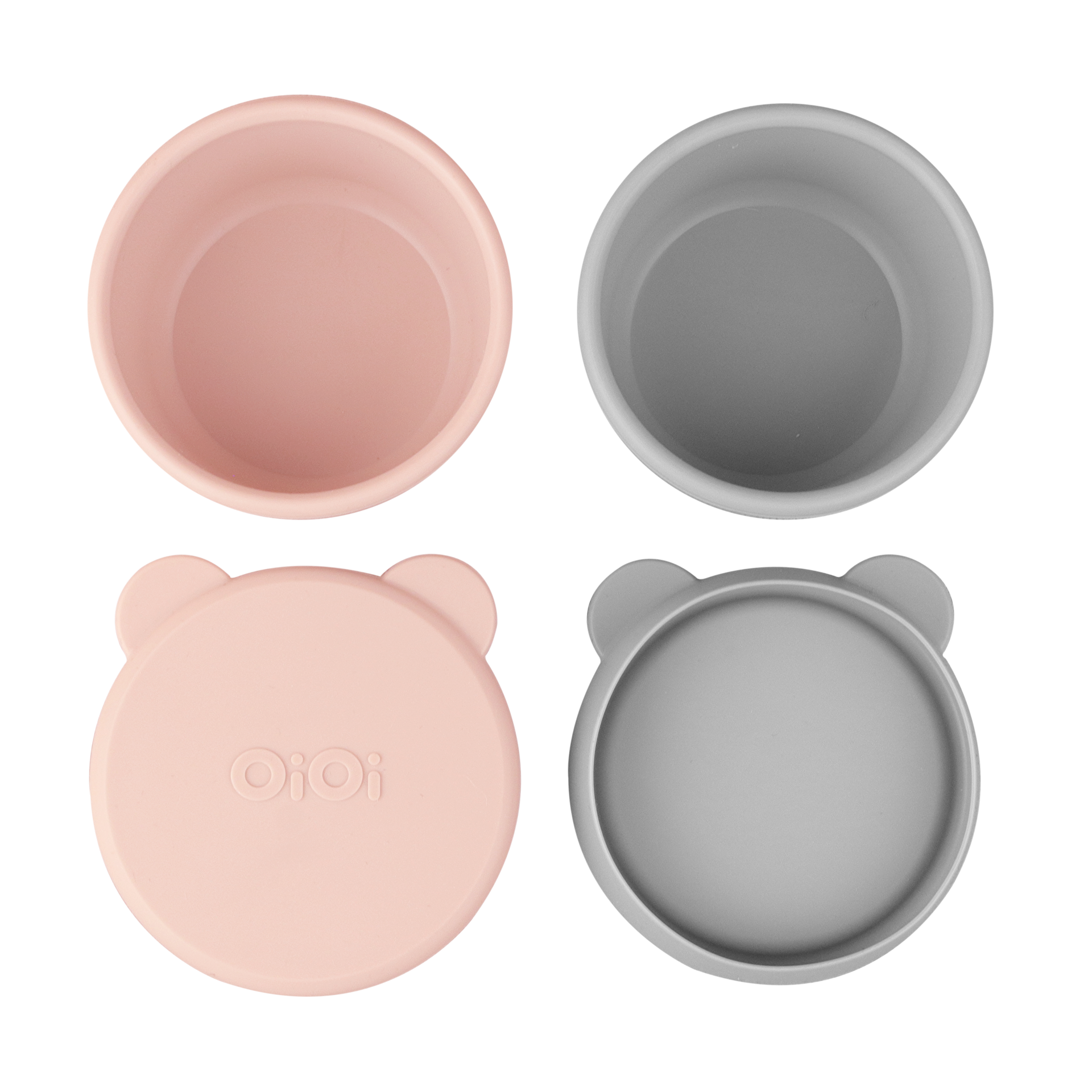 Resim OIOI Silikon Kapaklı Mini Kase 2Li Pinky Pink/Powder Grey
