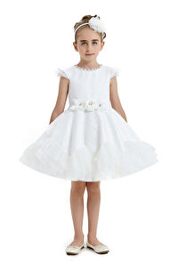 33113 PR-4/8 AGE ECRU Ecru Ruffled Dress