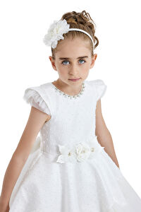 33113 PR-4/8 AGE ECRU Ecru Ruffled Dress