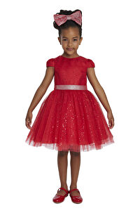 34001 PR  3 7 AGE Ecru Girls Glittery Tulle Dress