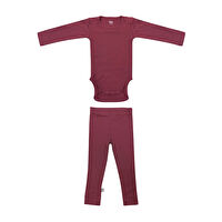 Owli CozyBlend Modal Bebek Takım 6-9 Ay Bordo